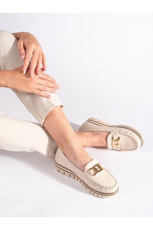 Dámské béžové mokasíny na platformě