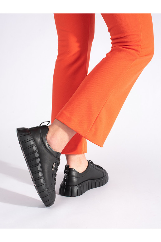 Černé kožené polobotky na platformě