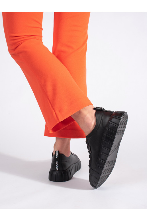 Černé kožené polobotky na platformě