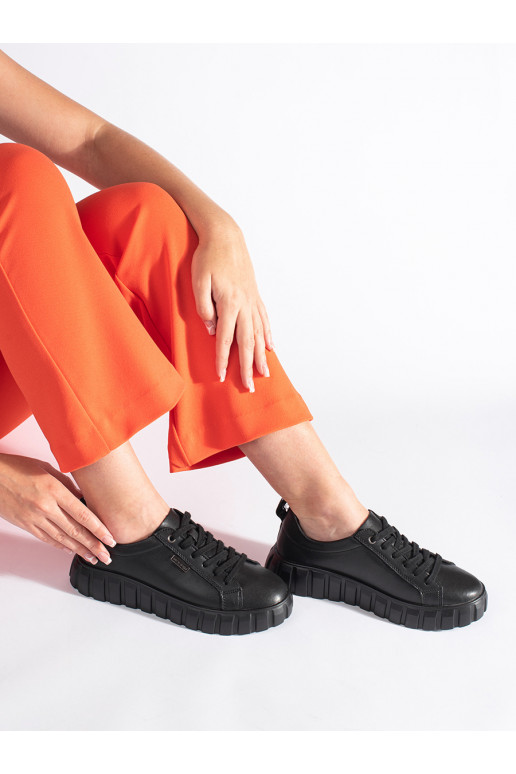 Černé kožené polobotky na platformě