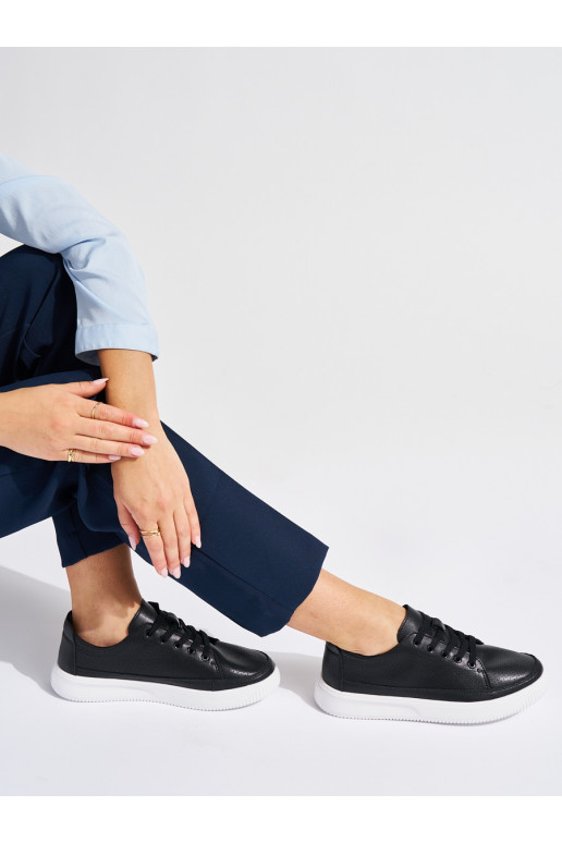 Kožené dírkované tenisky černé Sergio Leone