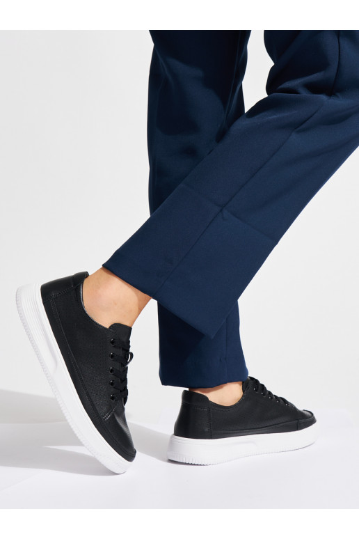 Kožené dírkované tenisky černé Sergio Leone