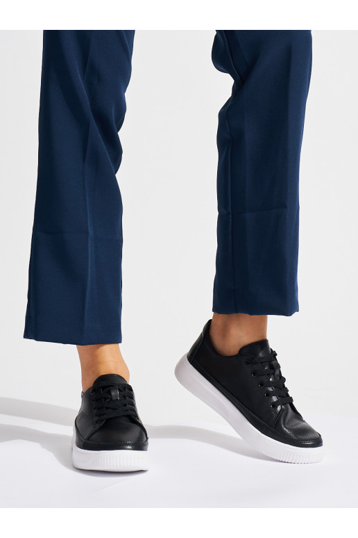 Kožené dírkované tenisky černé Sergio Leone