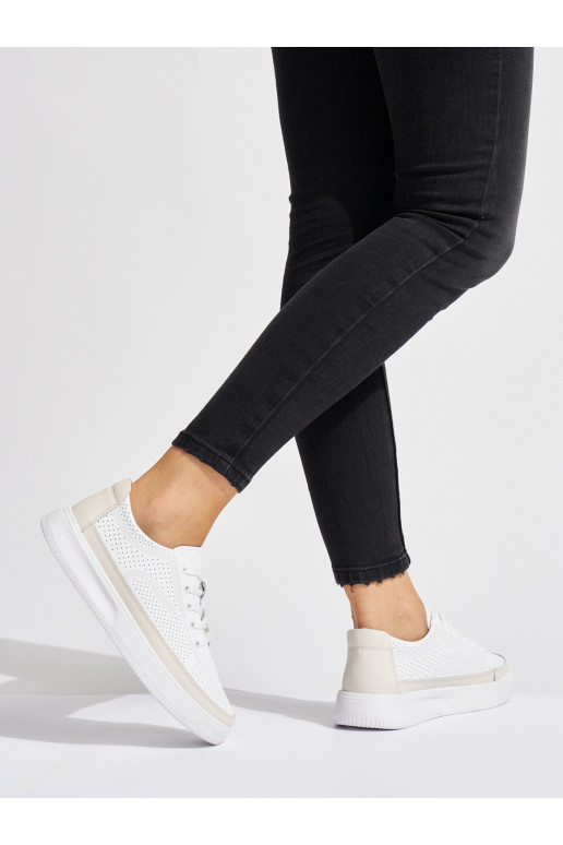 Kožené dírkované tenisky bílé Sergio Leone