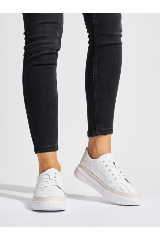 Kožené dírkované tenisky bílé Sergio Leone