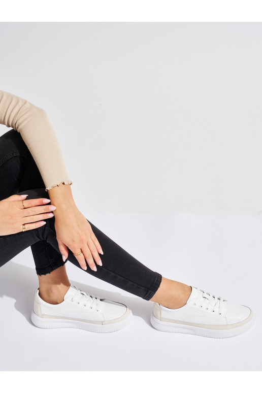 Kožené dírkované tenisky bílé Sergio Leone