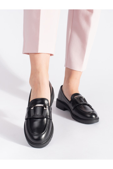 Černé mokasíny dámské s přezkou 2