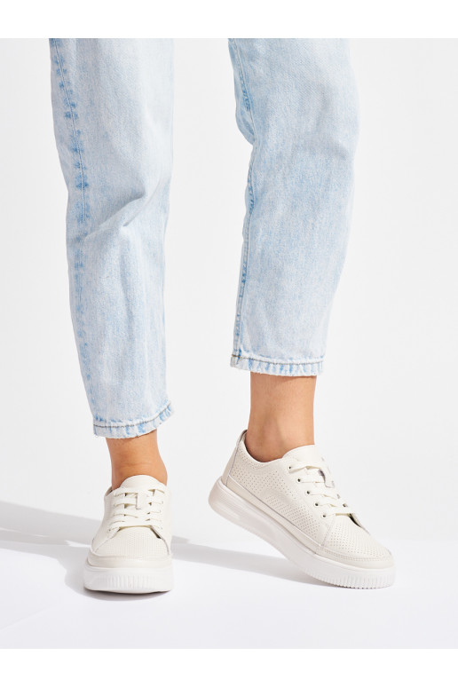 Kožené dírkované tenisky bílé Sergio Leone