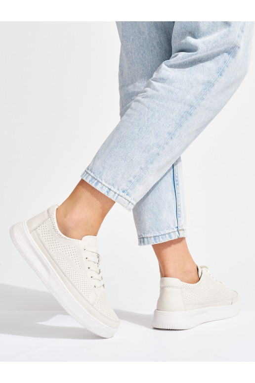 Kožené dírkované tenisky bílé Sergio Leone