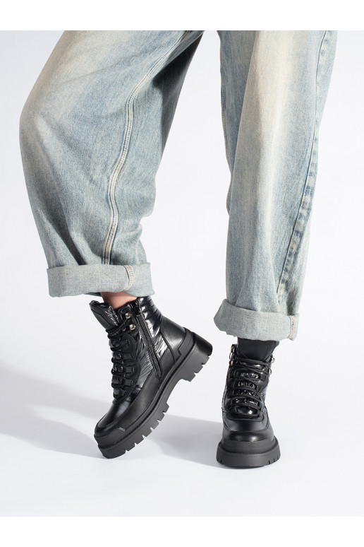 Černé kotníkové boty na hrubé podrážce Sergio Leone