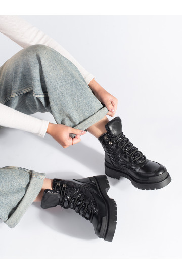 Černé kotníkové boty na hrubé podrážce Sergio Leone 2