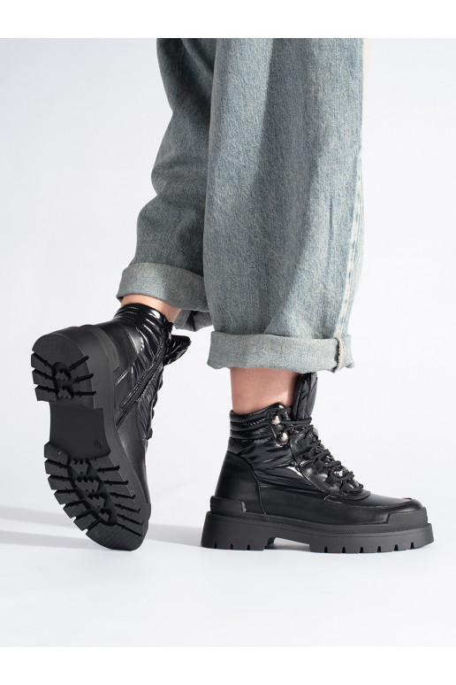 Černé kotníkové boty na hrubé podrážce Sergio Leone