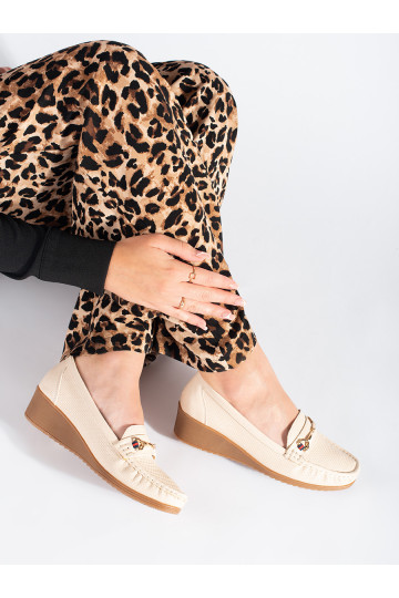 Krémové mokasíny na klínku 2