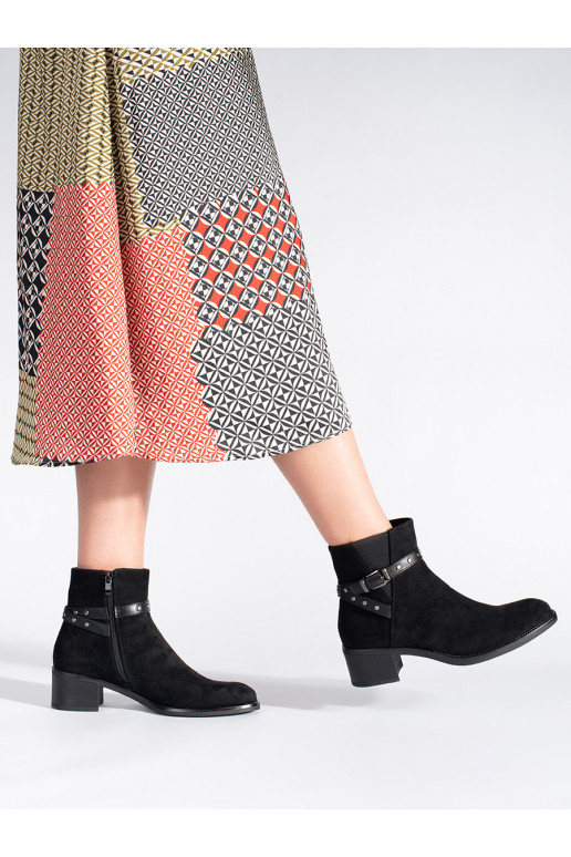 Semišové černé kotníkové boty na nízkém podpatku Sergio Leone