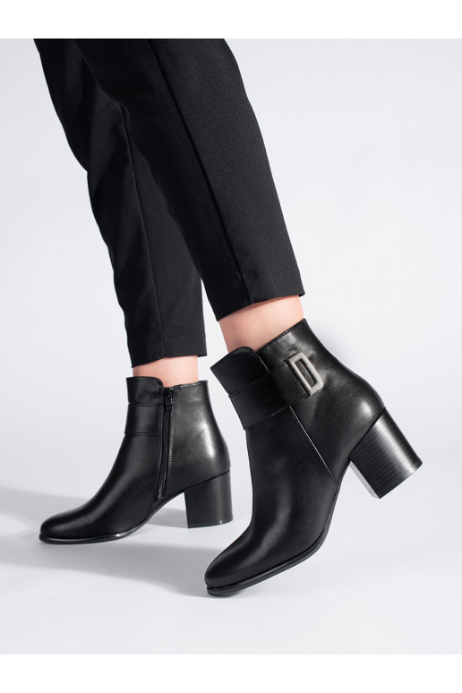 Klasické elegantní černé kotníkové boty na sloupku Sergio Leone