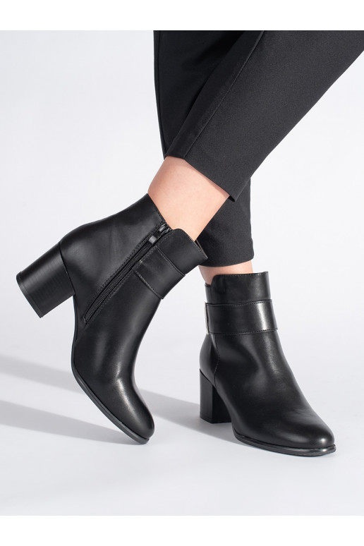 Klasické elegantní černé kotníkové boty na sloupku Sergio Leone
