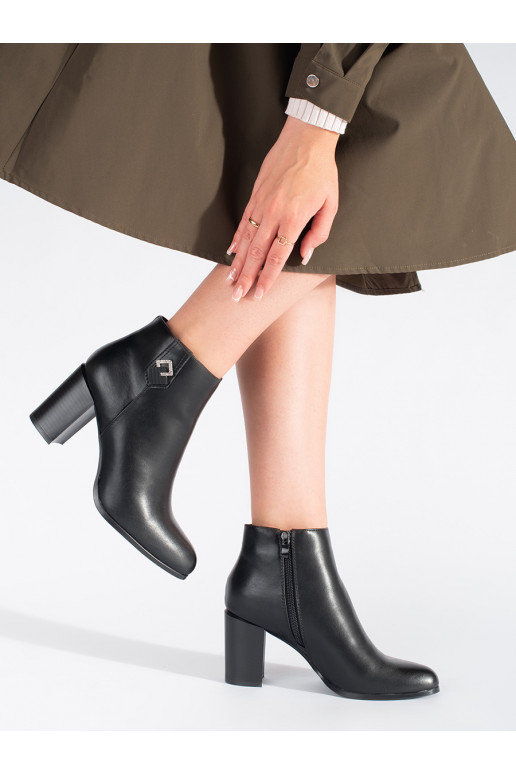 Černé kotníkové dámské boty na sloupkovém podpatku Sergio Leone