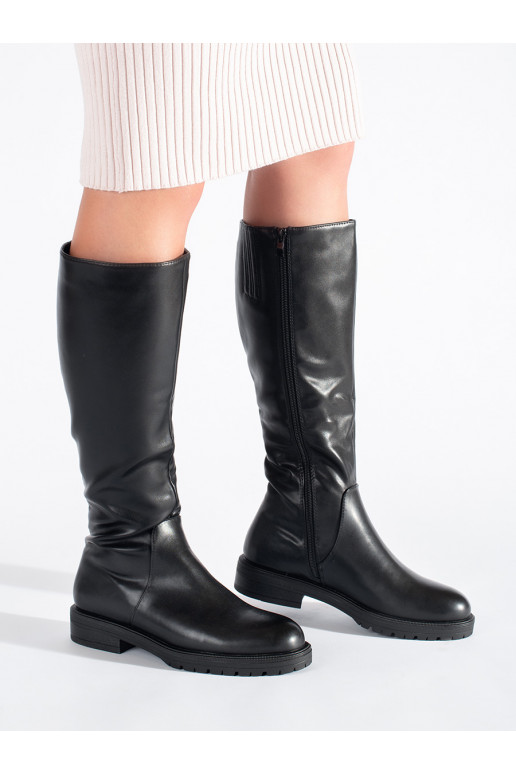 Černé zvrásněné dámské kozačky Sergio Leone