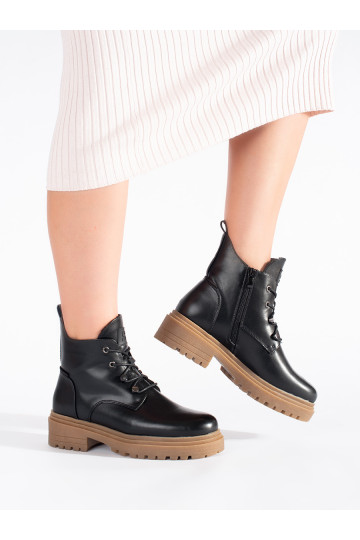 Černo-béžové kotníkové šněrovací boty Sergio Leone