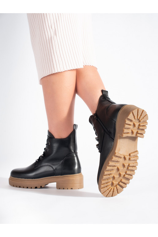 Černo-béžové kotníkové šněrovací boty Sergio Leone