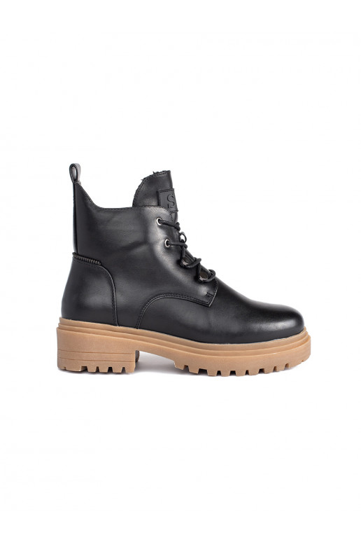 Černo-béžové kotníkové šněrovací boty Sergio Leone