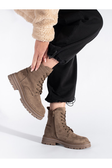 Béžové dámské workery na šněrování Sergio Leone