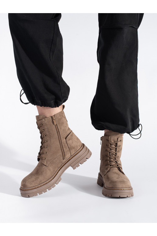 Béžové dámské workery na šněrování Sergio Leone