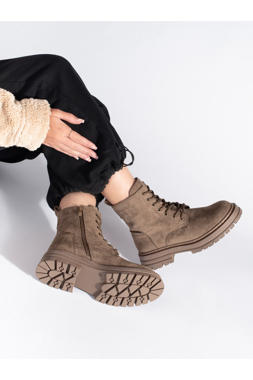 Béžové dámské workery na šněrování Sergio Leone