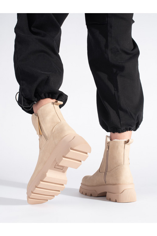 Béžové dámské zateplené kotníkové boty Sergio Leone