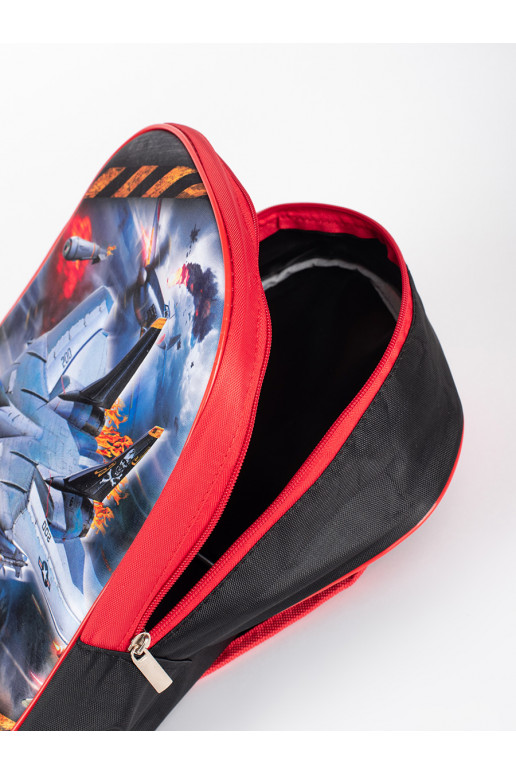 Černo-červený batoh pro kluka s vesmírnou lodí