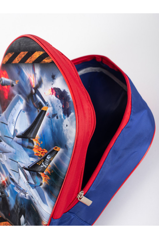 Modro-červený batoh pro kluka s vesmírnou lodí