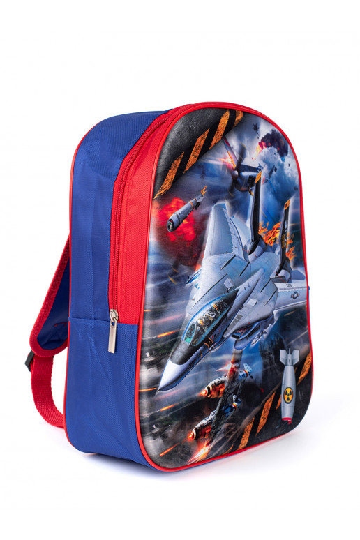 Modro-červený batoh pro kluka s vesmírnou lodí