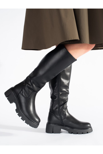 Černé dámské kozačky oficírky SERGIO LEONE