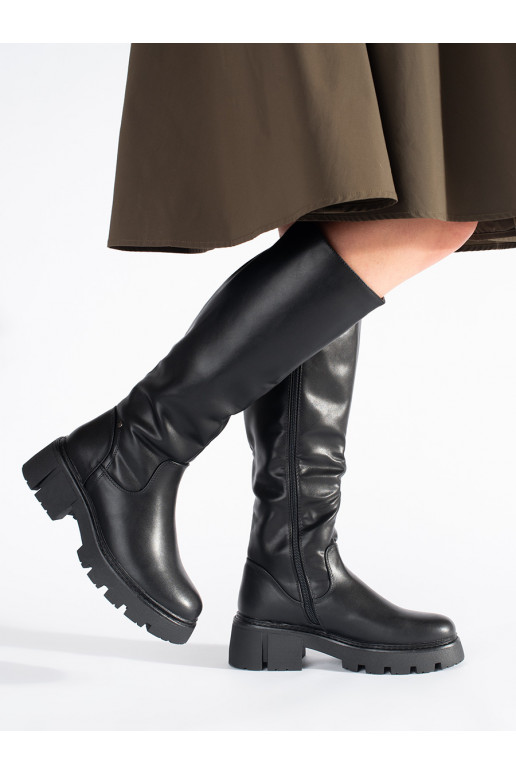 Černé dámské kozačky oficírky SERGIO LEONE