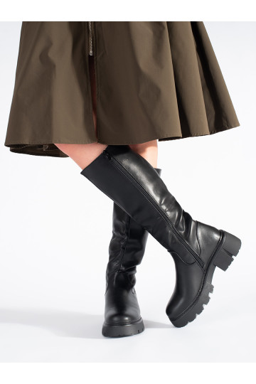 Černé dámské kozačky oficírky SERGIO LEONE 2