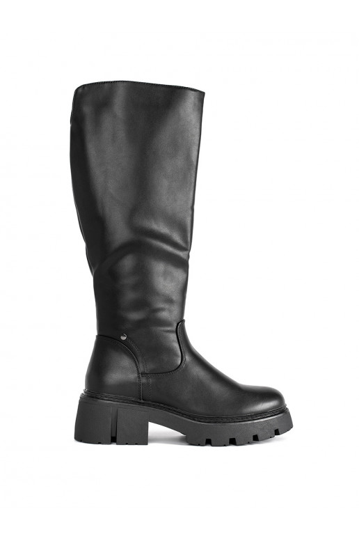 Černé dámské kozačky oficírky SERGIO LEONE