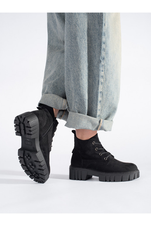 Nízké černé kotníkové boty na šněrování semišové Sergio Leone