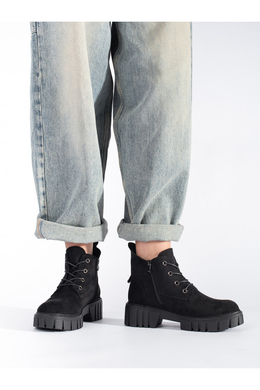 Nízké černé kotníkové boty na šněrování semišové Sergio Leone