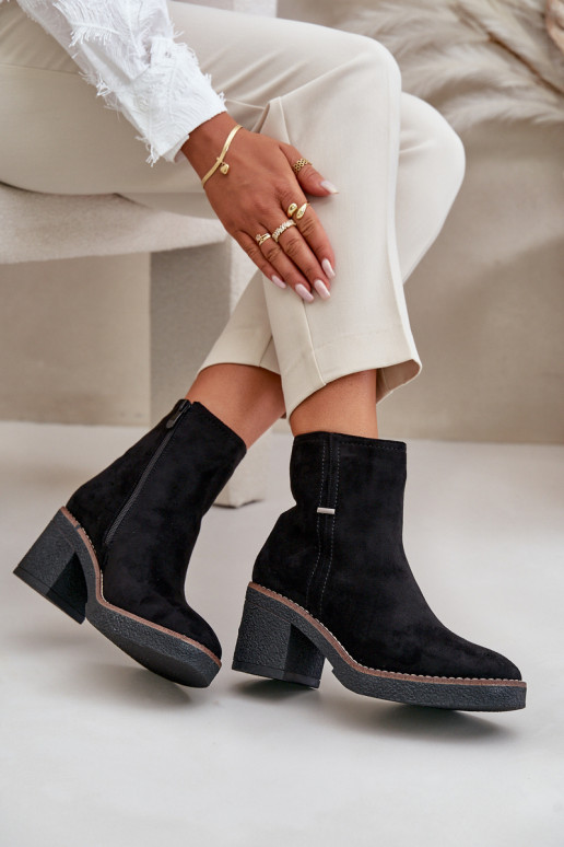 Dámské Botky Na Podpatku Zateplené Eko Semišové Černé Arkesia Dámské Botky Na Podpatku Zateplené Eko Semišové Černé Arkesia