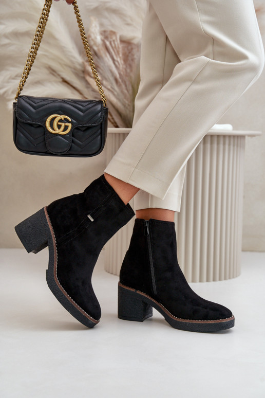 Dámské Botky Na Podpatku Zateplené Eko Semišové Černé Arkesia Dámské Botky Na Podpatku Zateplené Eko Semišové Černé Arkesia