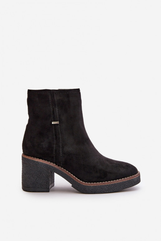 Dámské Botky Na Podpatku Zateplené Eko Semišové Černé Arkesia Dámské Botky Na Podpatku Zateplené Eko Semišové Černé Arkesia