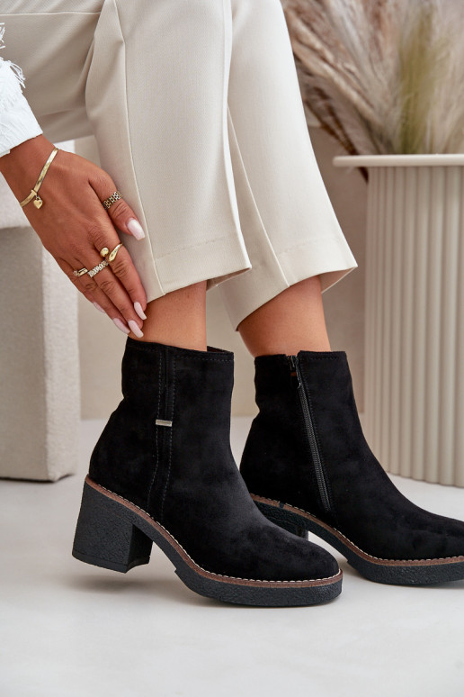 Dámské Botky Na Podpatku Zateplené Eko Semišové Černé Arkesia Dámské Botky Na Podpatku Zateplené Eko Semišové Černé Arkesia