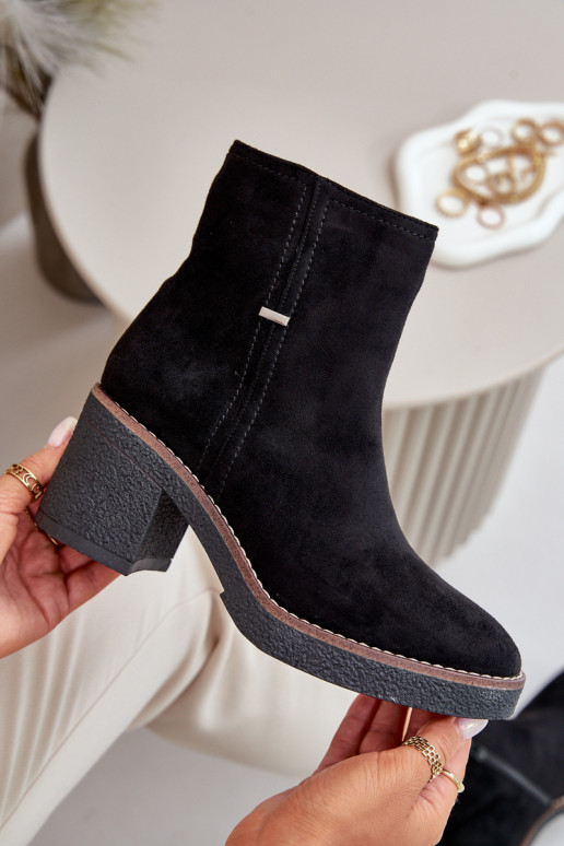 Dámské Botky Na Podpatku Zateplené Eko Semišové Černé Arkesia Dámské Botky Na Podpatku Zateplené Eko Semišové Černé Arkesia