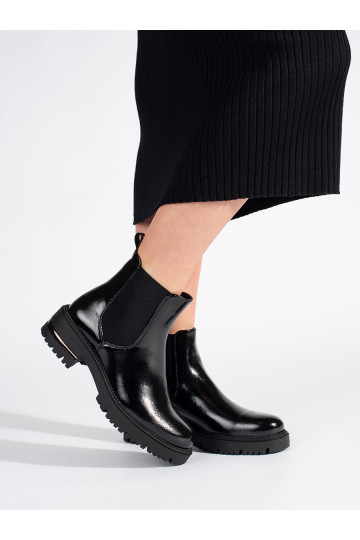 Lakované dámské kotníkové boty na platformě Sergio Leone