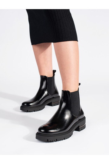 Lakované dámské kotníkové boty na platformě Sergio Leone 2