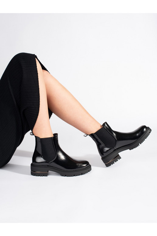 Lakované dámské kotníkové boty na platformě Sergio Leone