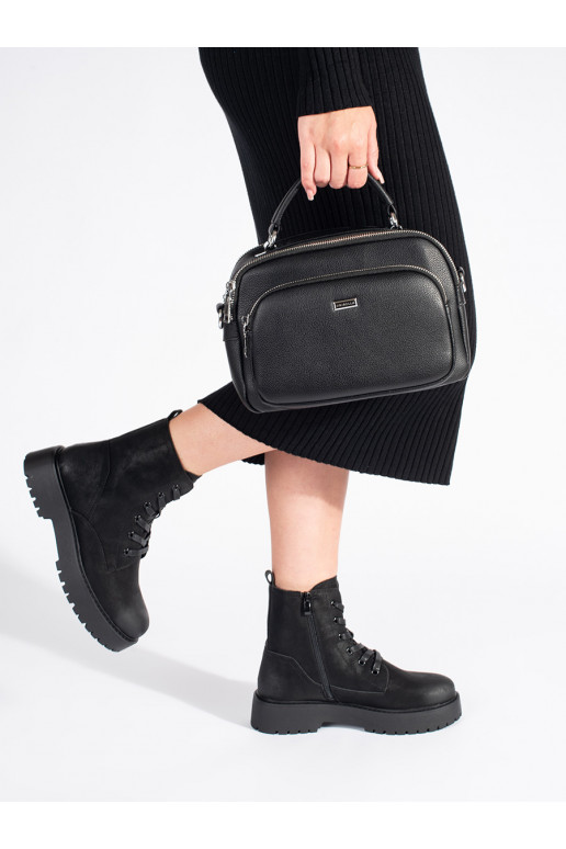 Černé dámské traperky na platformě Sergio Leone