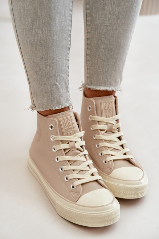 Dámské Tenisky Z Eko Kůže Béžové Big Star OO274934 Dámské Tenisky Z Eko Kůže Béžové Big Star OO274934