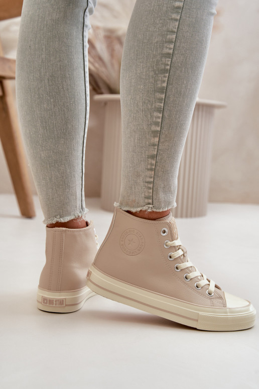 Dámské Tenisky Z Eko Kůže Béžové Big Star OO274934 Dámské Tenisky Z Eko Kůže Béžové Big Star OO274934