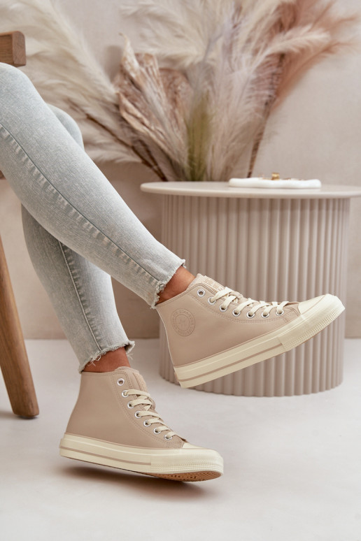 Dámské Tenisky Z Eko Kůže Béžové Big Star OO274934 Dámské Tenisky Z Eko Kůže Béžové Big Star OO274934